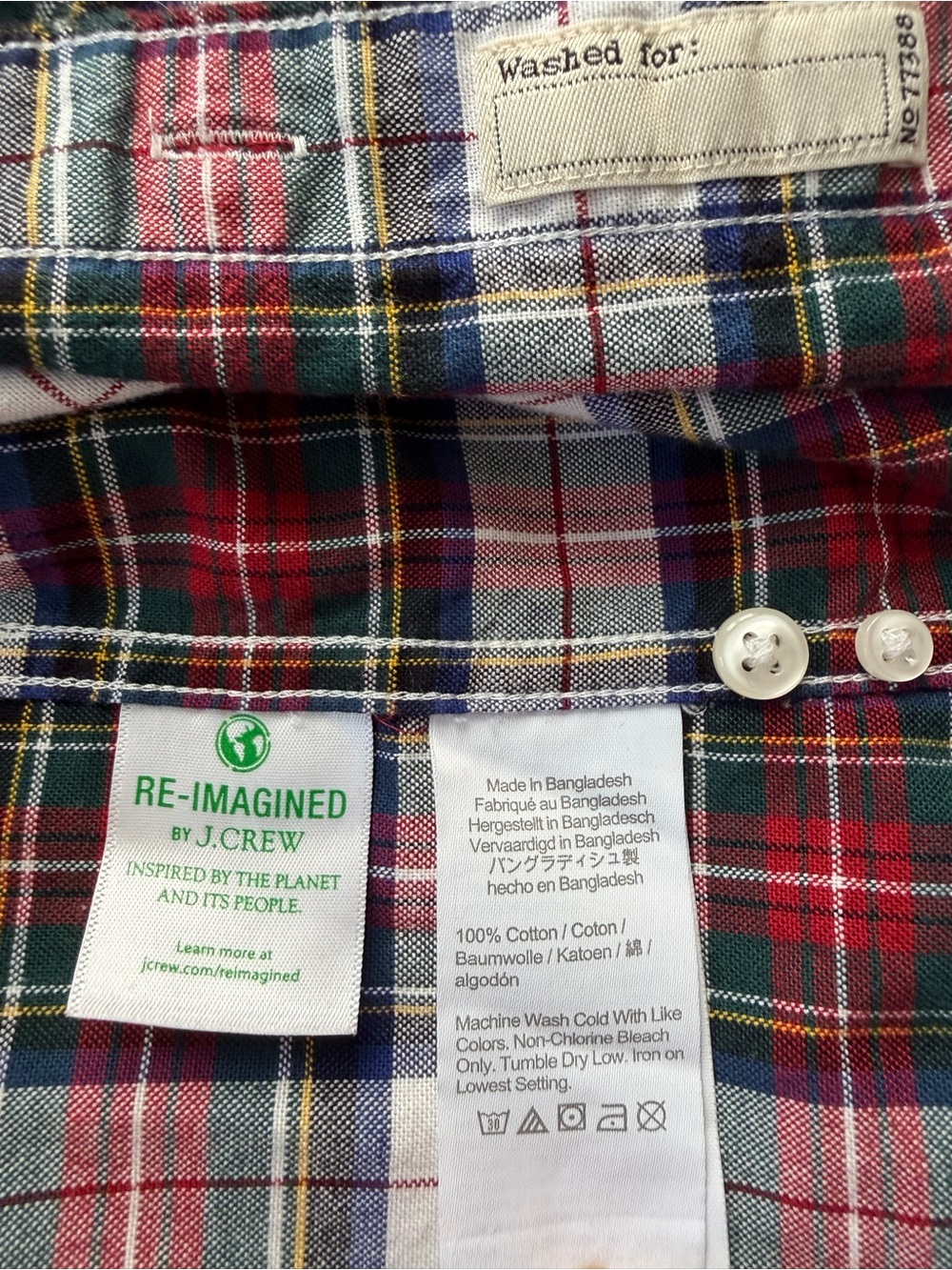 J.Crew Broken-In Oxford Shirt Slim Medium Organic Cotton Holiday Tartan Plaid - Picture 10 of 11